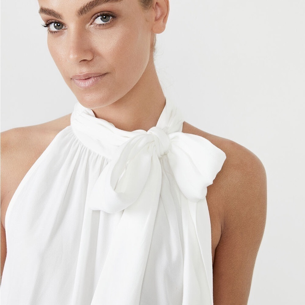 Bardot Viscose Tie Neck Sleeveless Blouse Top in Ivory NWT Sz. XL Sz. X-Large - Picture 6 of 13